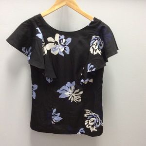Banana Republic black floral top size 0